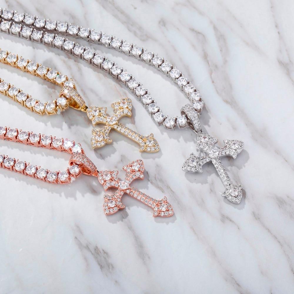 SOLITAIRE PATONCE CROSS PENDANT 14K - ICECI