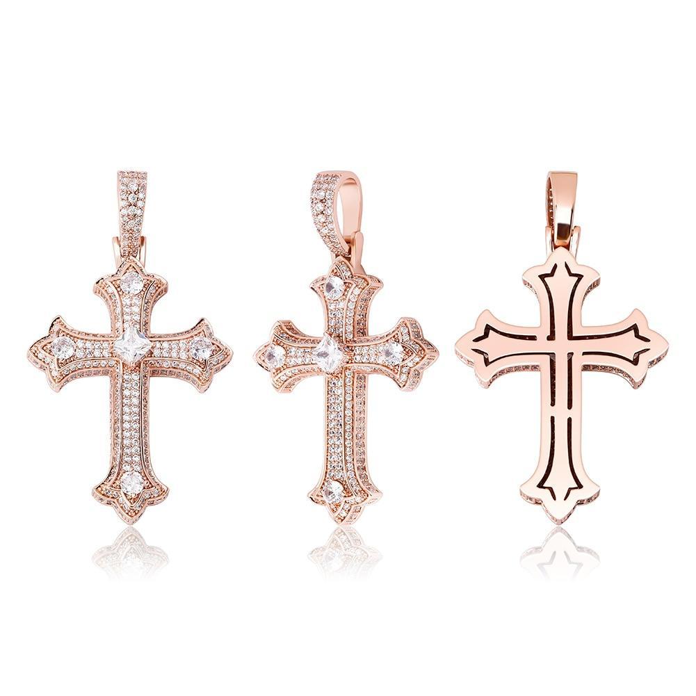 SOLITAIRE PATONCE CROSS PENDANT 14K - ICECI