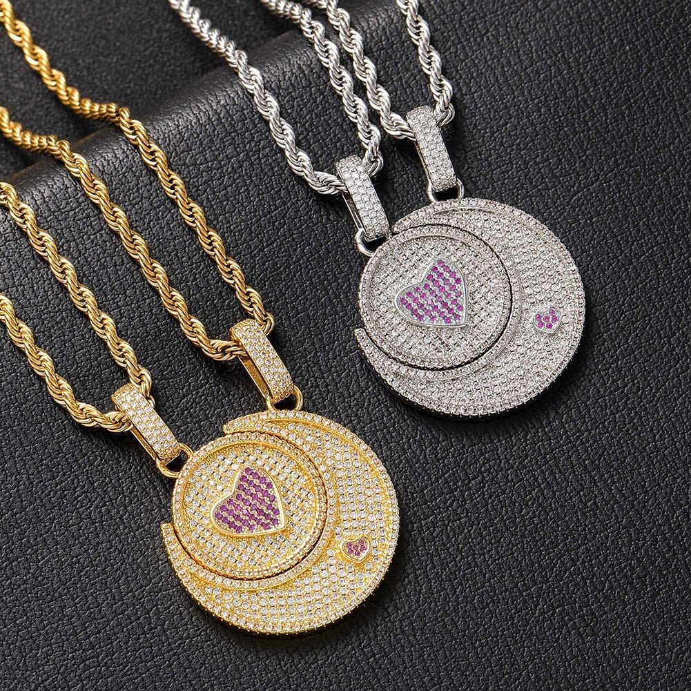 Sun & Moon Heart Pendant 14K - ICECI