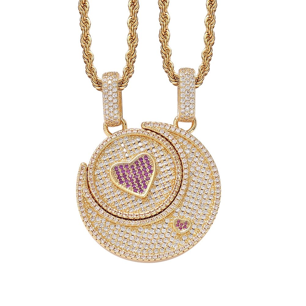 Sun & Moon Heart Pendant 14K - ICECI
