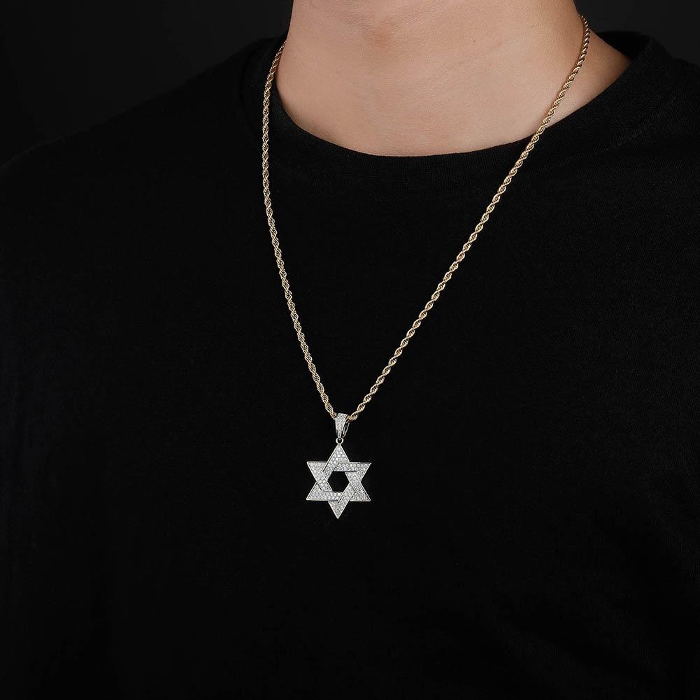 TWO-TONE STAR OF DAVID PENDANT 18K - ICECI