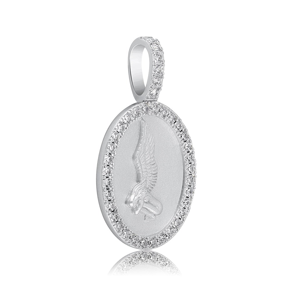 Vintage Angel Oval Pendant 14K - ICECI