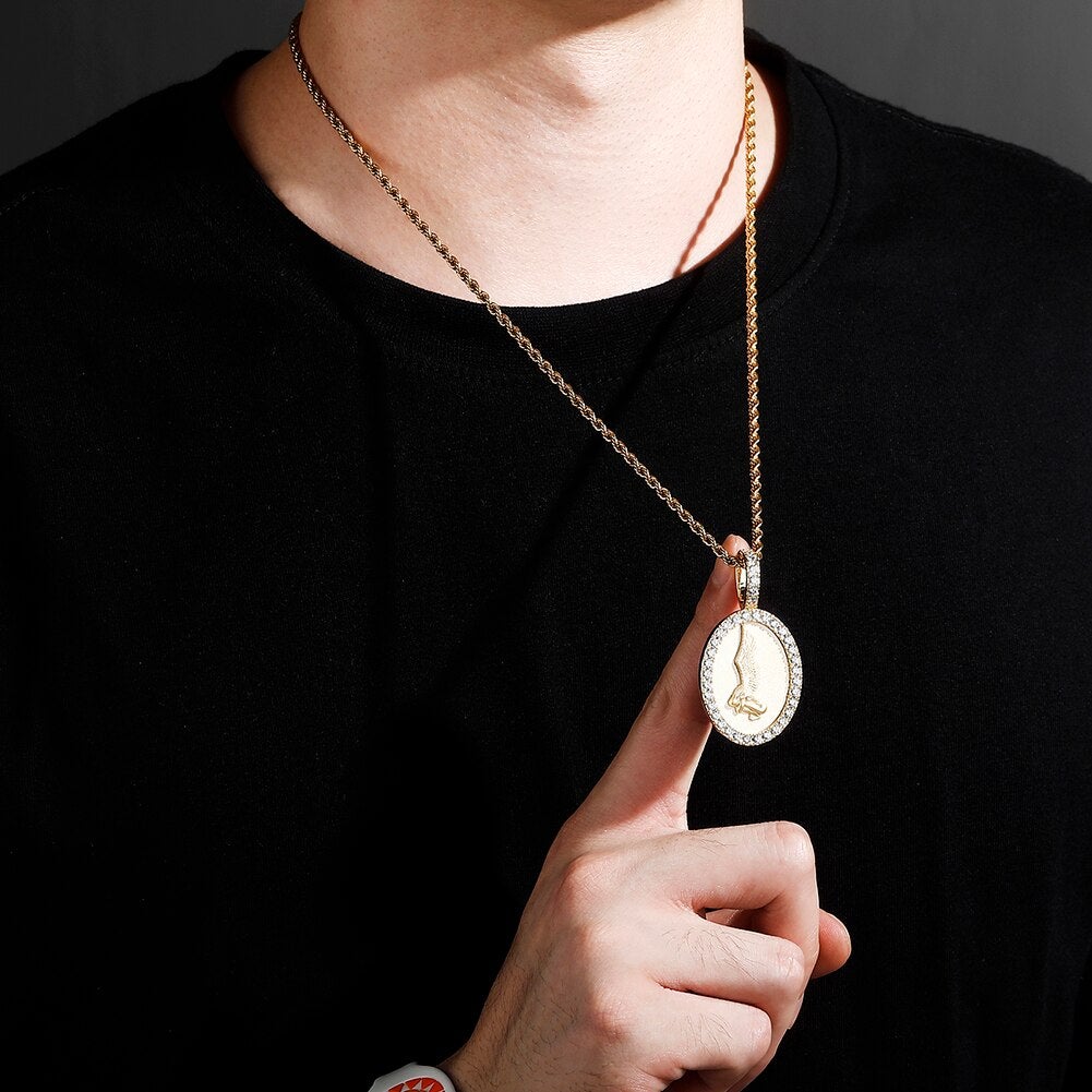 Vintage Angel Oval Pendant 14K - ICECI